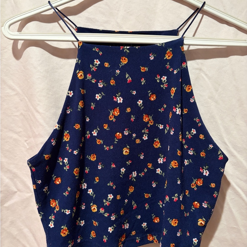 Forever 21 Navy Floral Crop Top